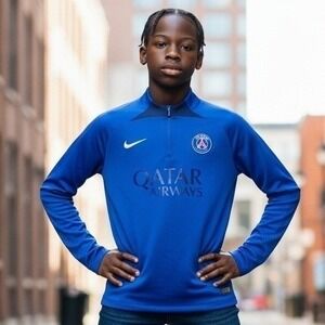Nike Paris Saint-Germain PSG Strike Drill Top Blue Kids Size 16 Quarter Zip
